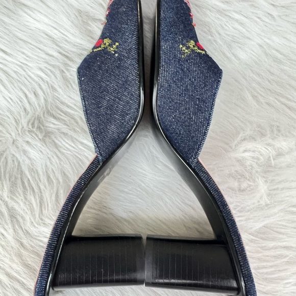 Mia Skylar denim cross-stitch square toe mules - Picture 5 of 8
